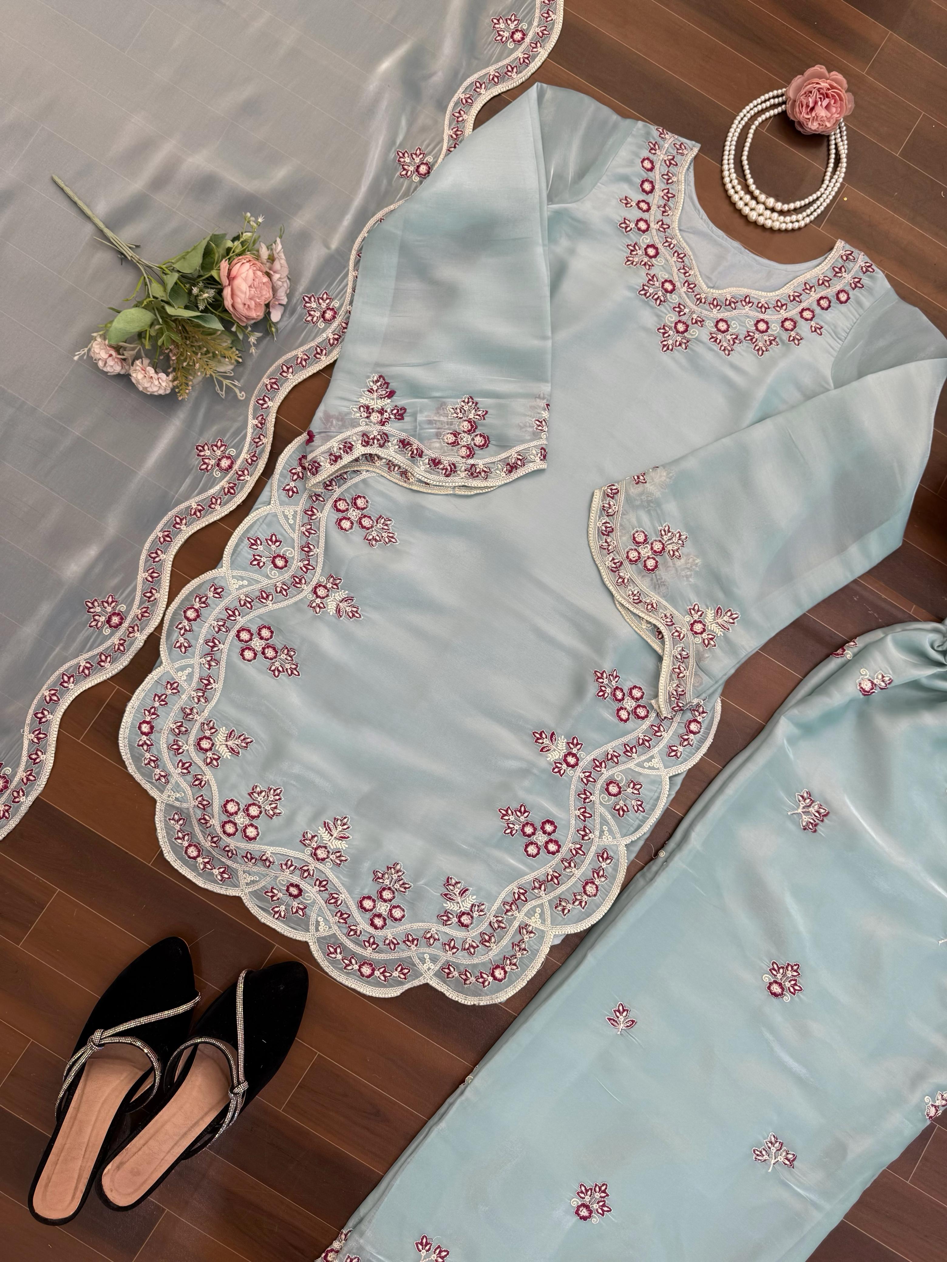 Classy Tones with Premium Fabric & Detailing Plazzo and suite set