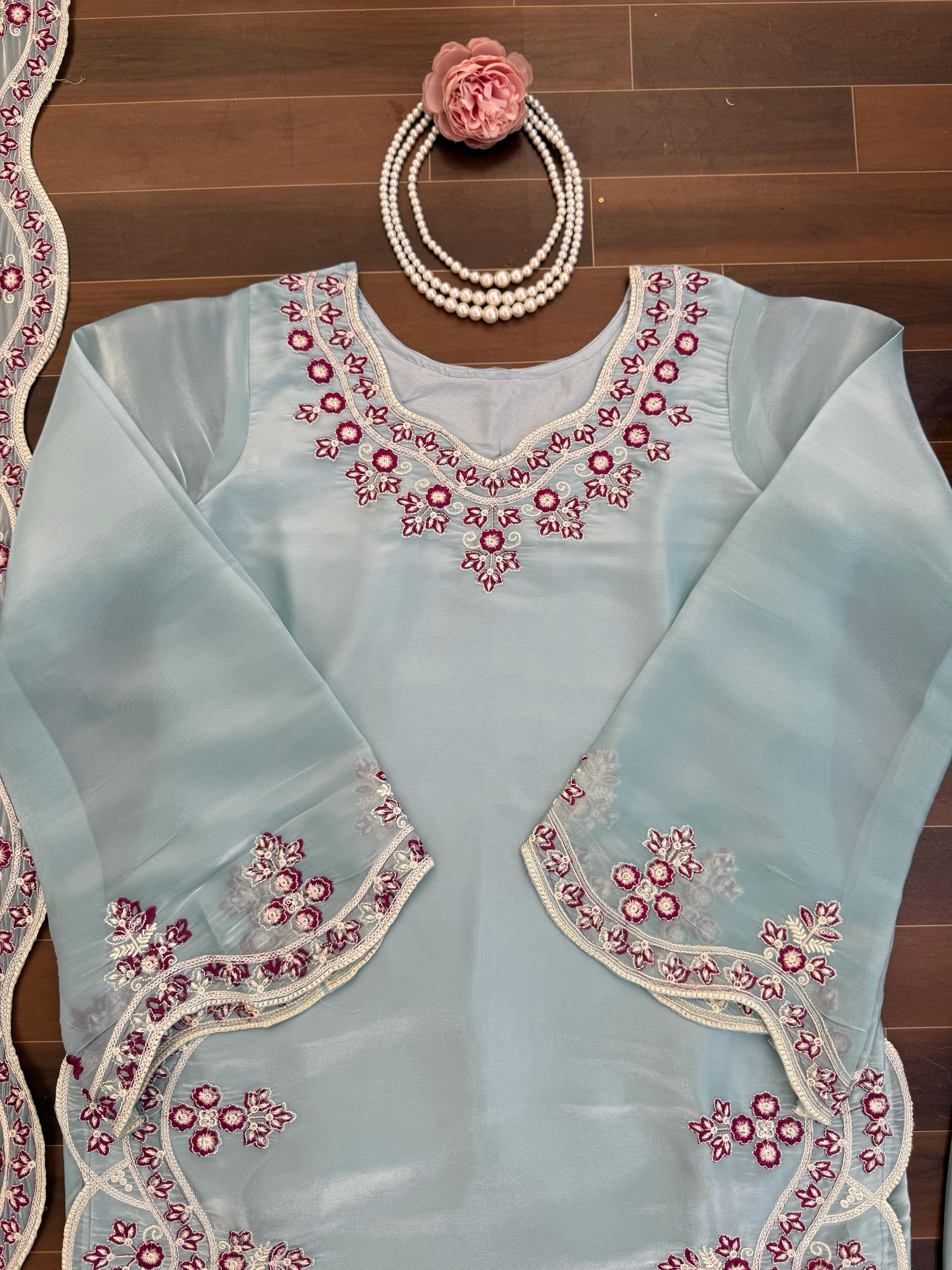 Classy Tones with Premium Fabric & Detailing Plazzo and suite set