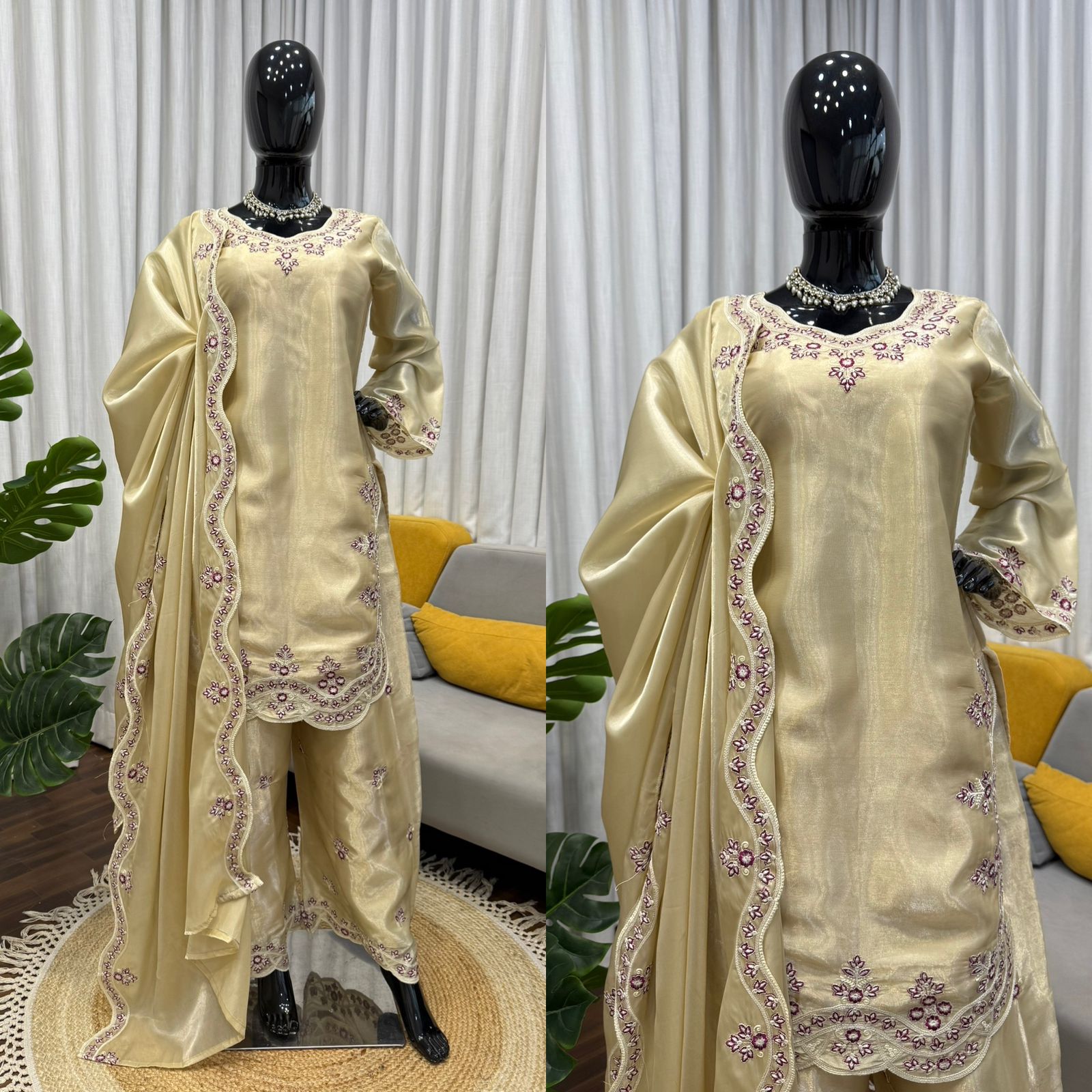 Classy Tones with Premium Fabric & Detailing Plazzo and suite set