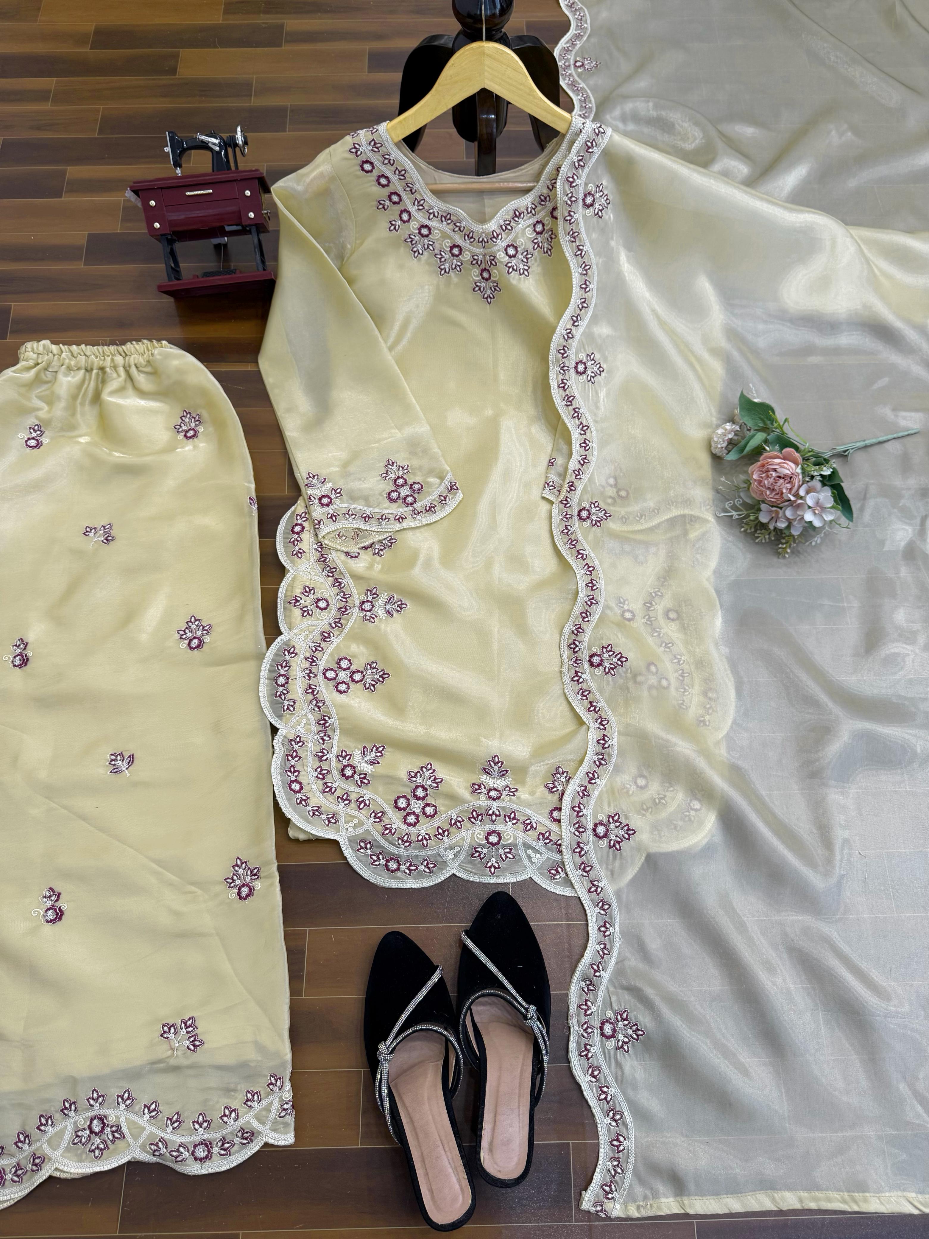 Classy Tones with Premium Fabric & Detailing Plazzo and suite set