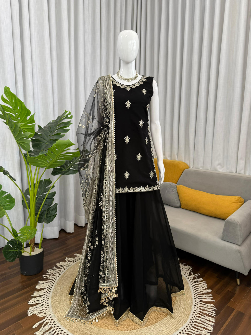 Palzoo Set Crafted in Classy Tones with Premium Fabric & Detailing