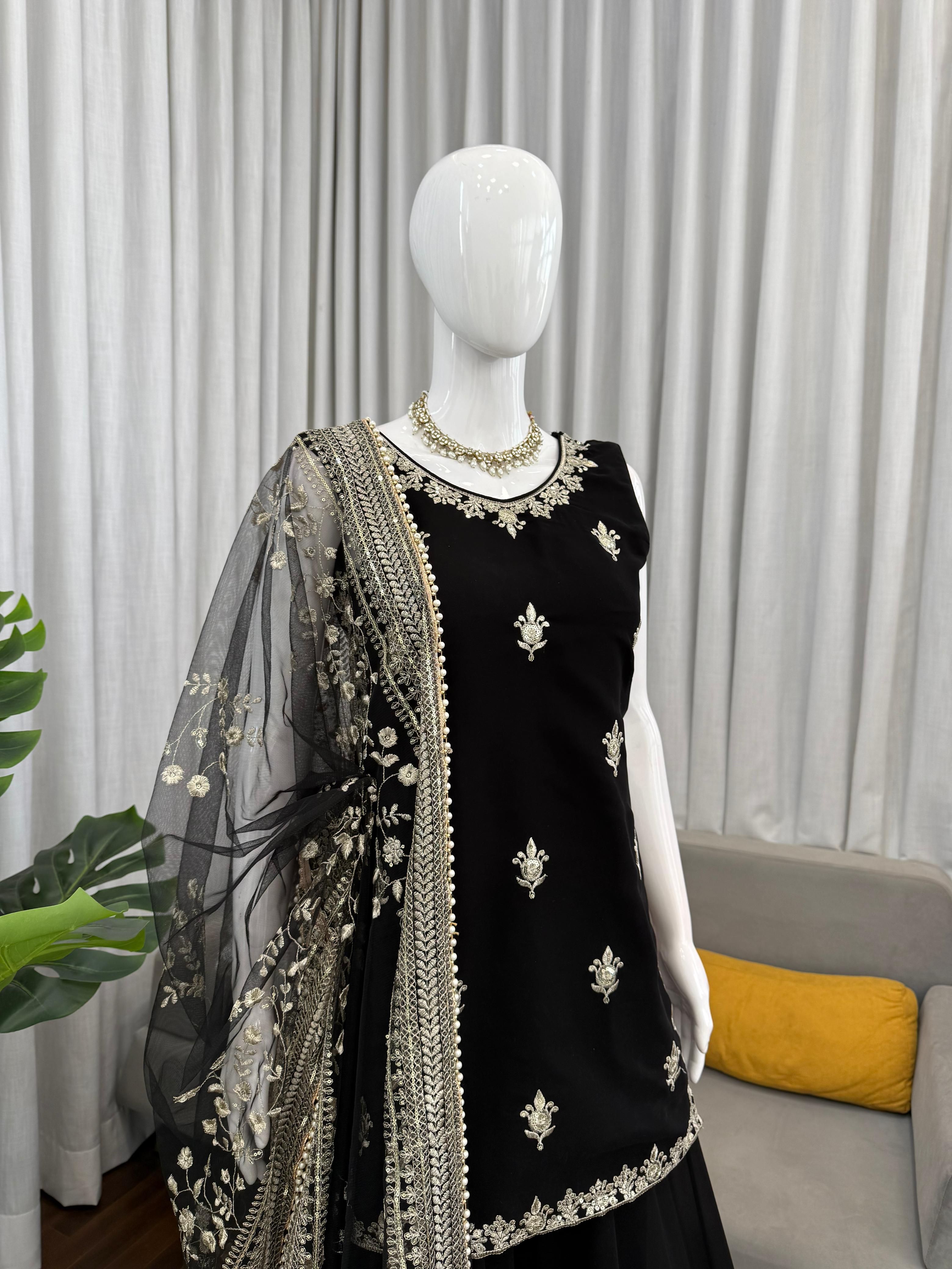 Palzoo Set Crafted in Classy Tones with Premium Fabric & Detailing