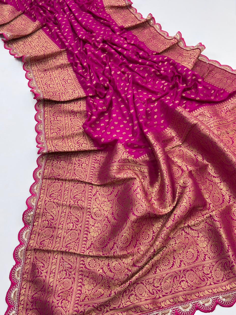 Pure Crepe Khadi Silk Pattu Saree