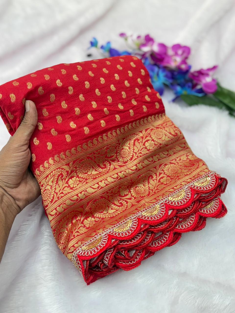 Pure Crepe Khadi Silk Pattu Saree