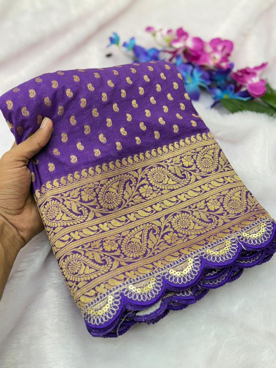 Pure Crepe Khadi Silk Pattu Saree