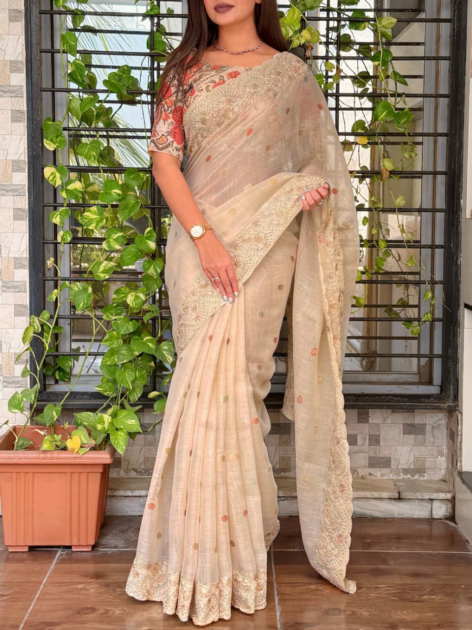 This linen saree,