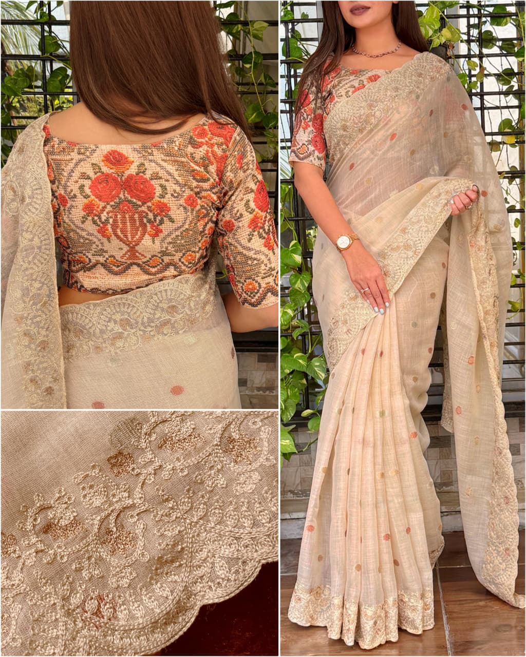 This linen saree,
