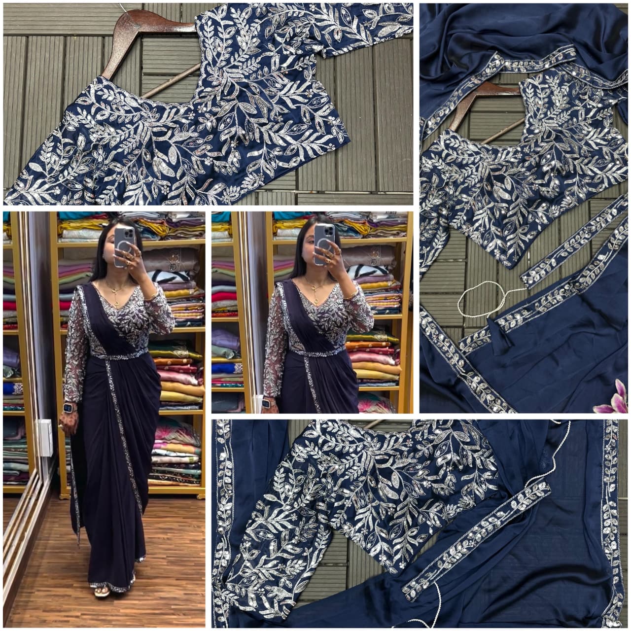 New Super Trending Embroidery Sequence work ready to wear saree