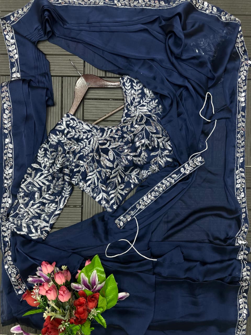 New Super Trending Embroidery Sequence work ready to wear saree