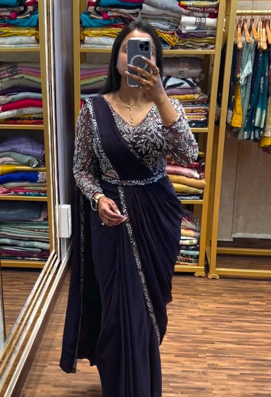 New Super Trending Embroidery Sequence work ready to wear saree