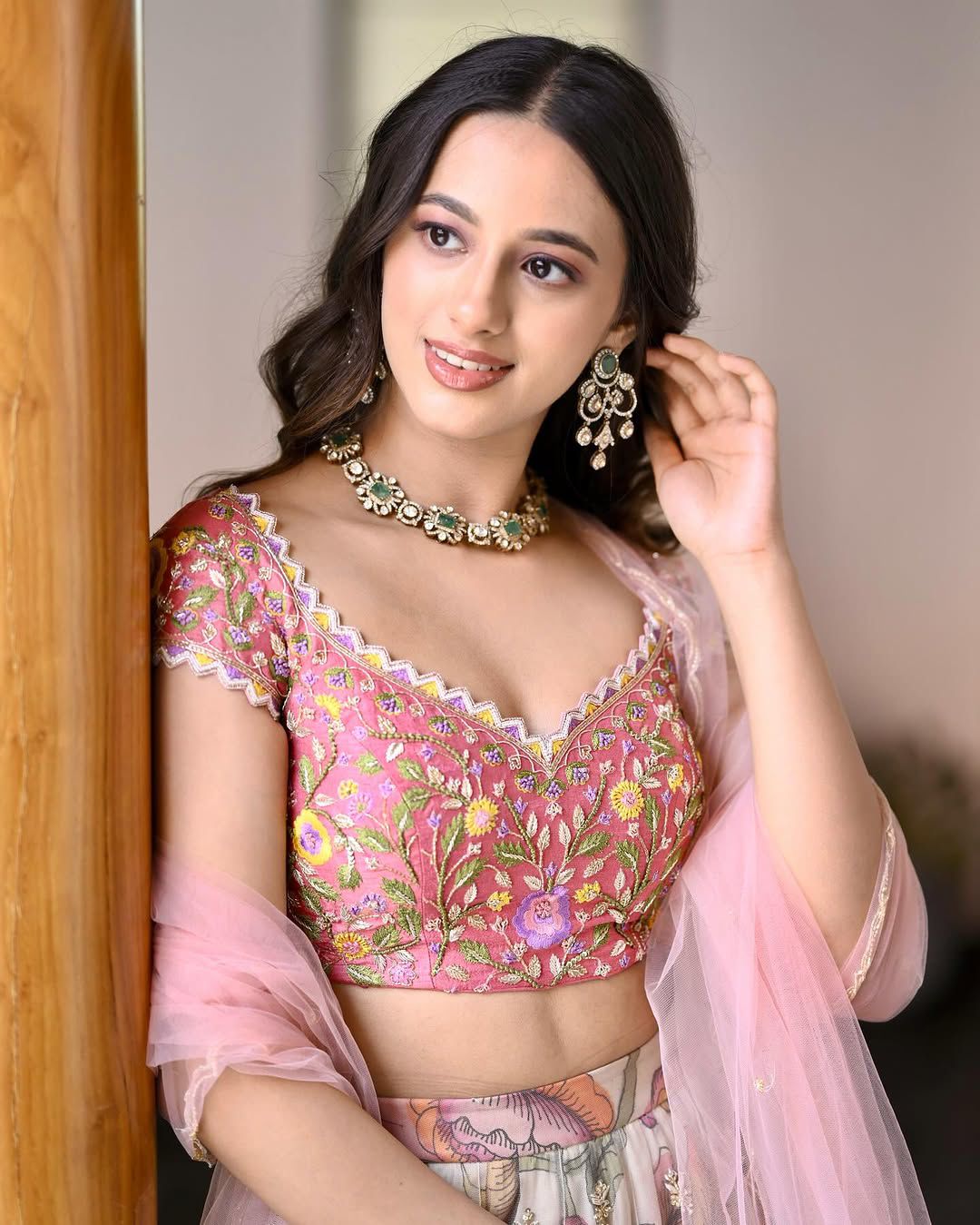 Rich Look Printed Baby Pink Lehenga Choli