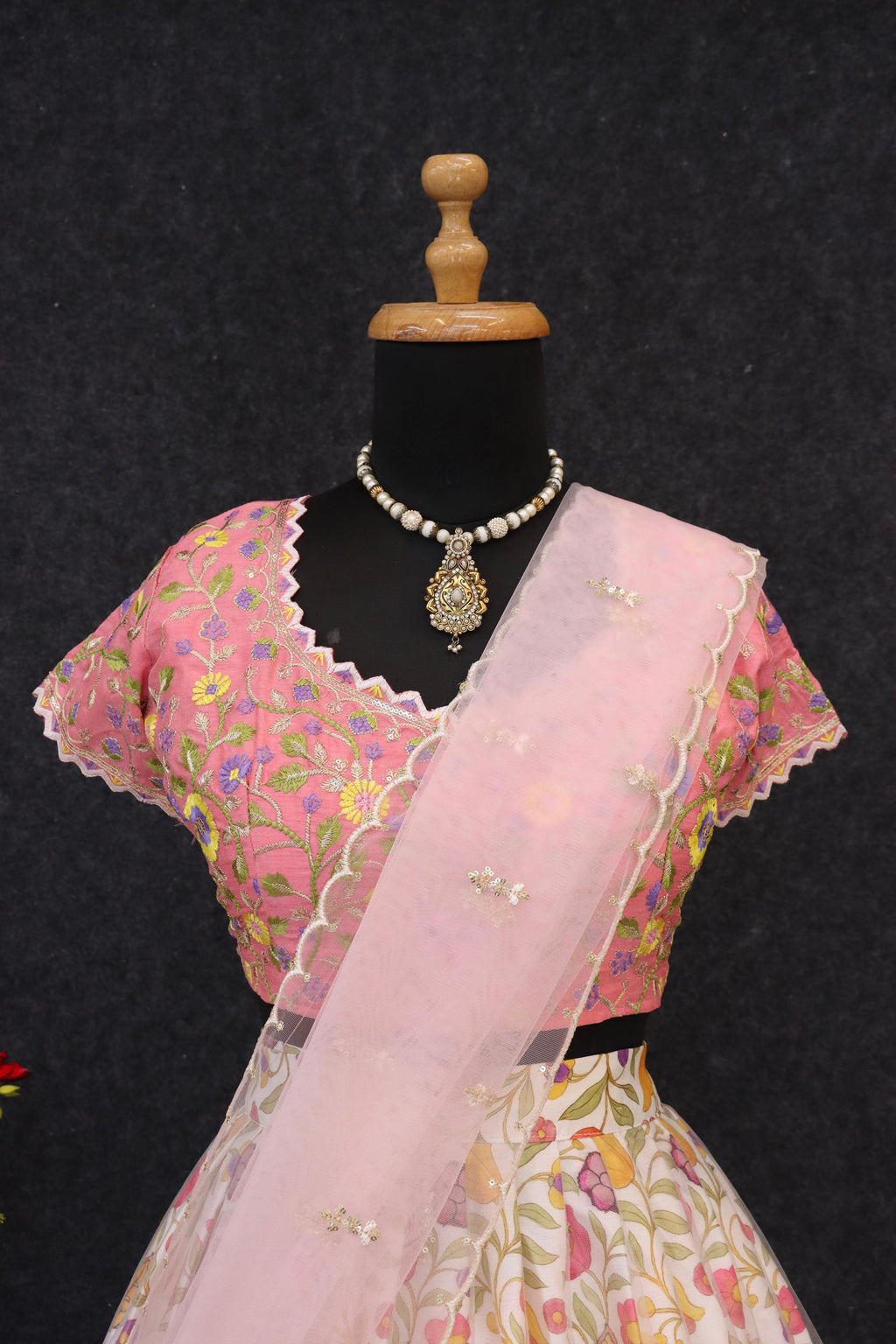 Rich Look Printed Baby Pink Lehenga Choli