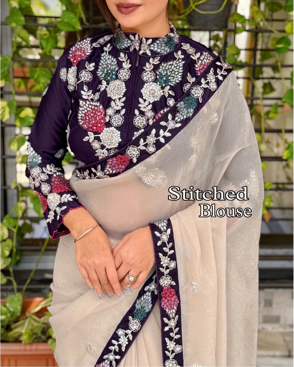 lets wraped in elegance, Plan solid saree