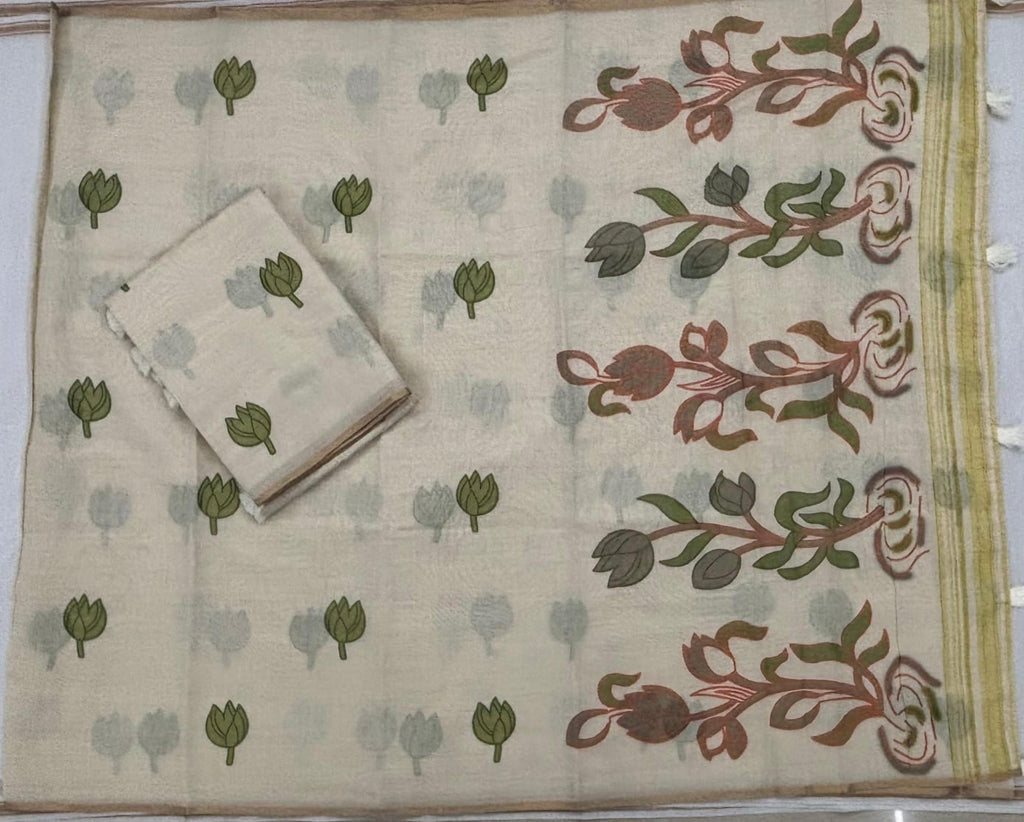 Cream Khadi silk collection sari
