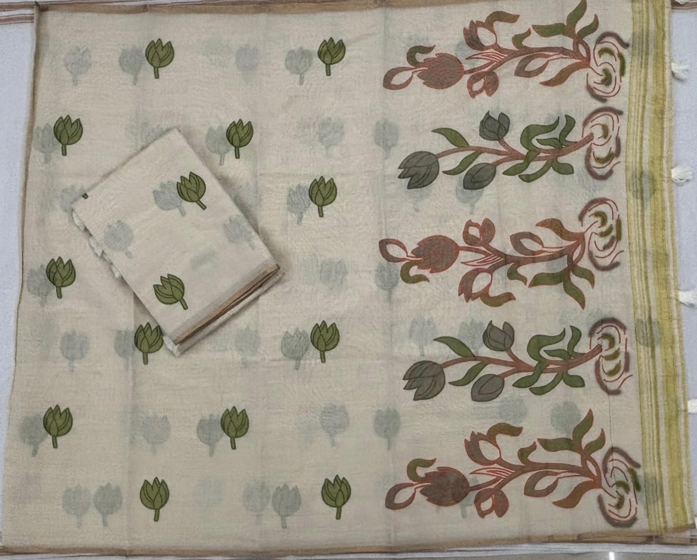 Cream Khadi silk collection sari
