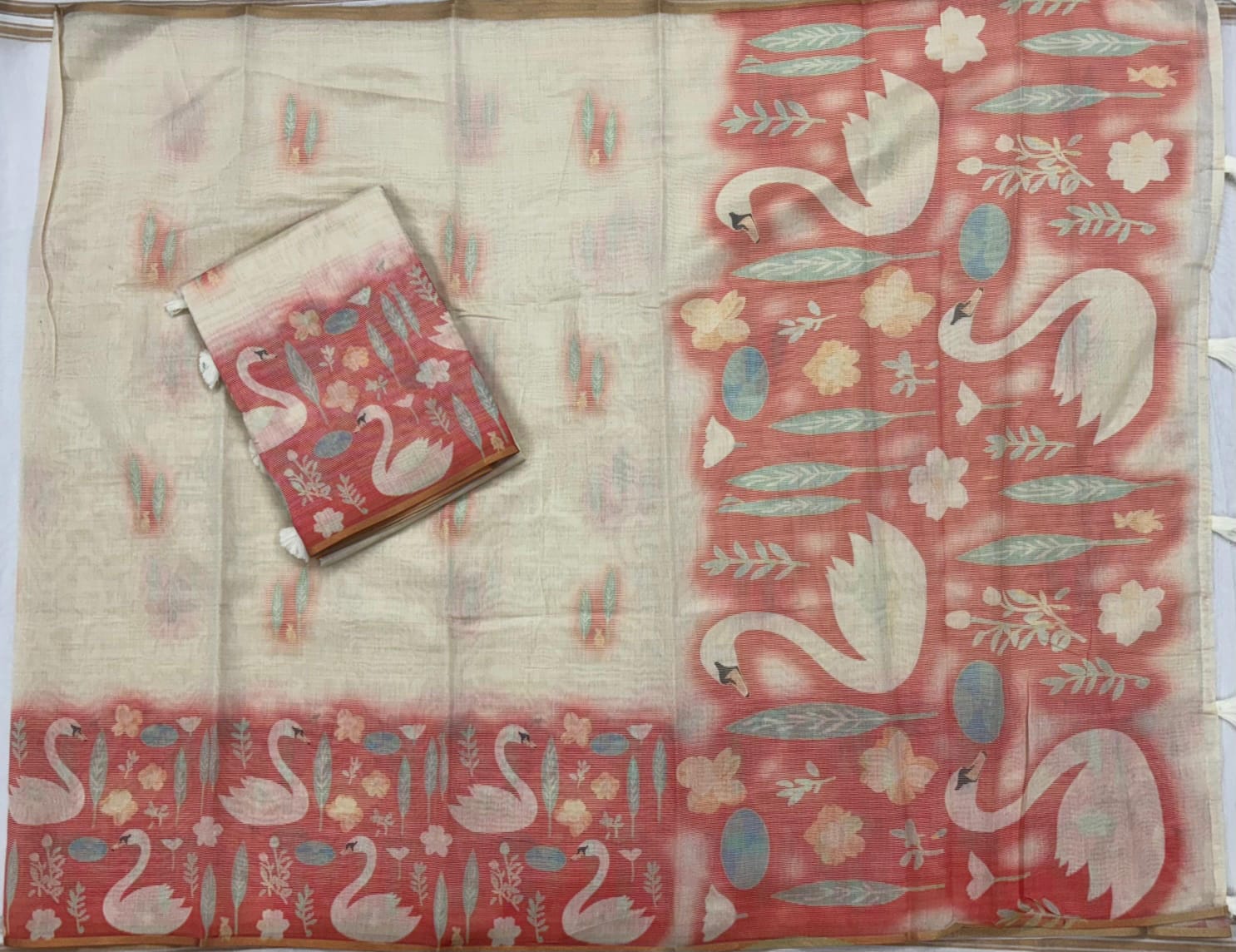 Cream Khadi silk collection sari