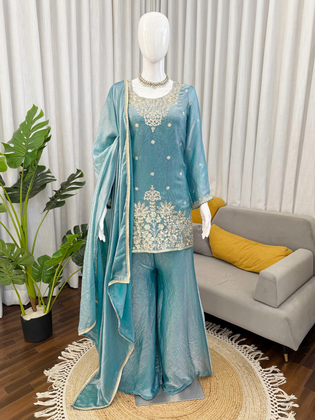 Premium Elegance, One Level Up! Plazzo Top Set