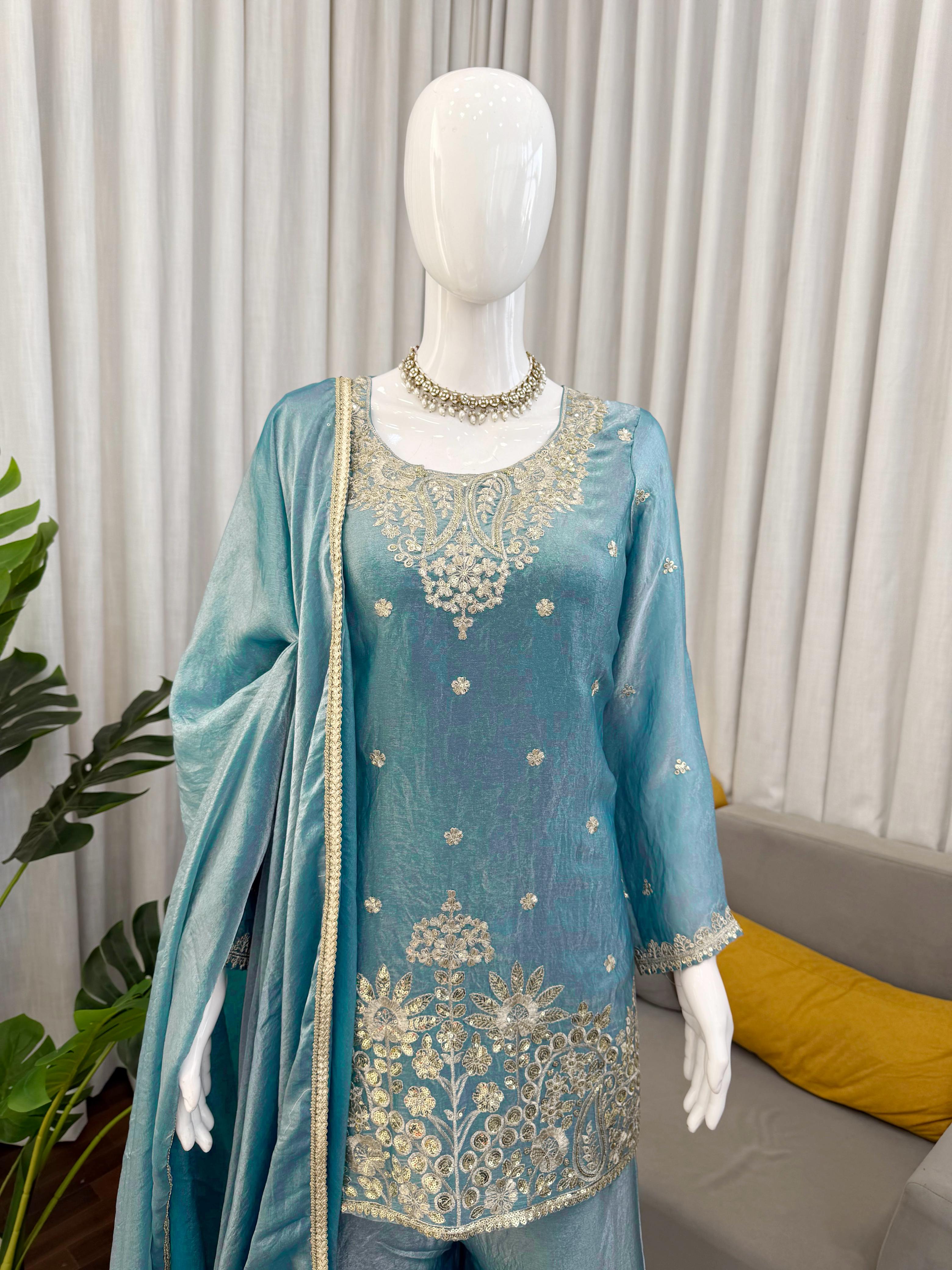 Premium Elegance, One Level Up! Plazzo Top Set