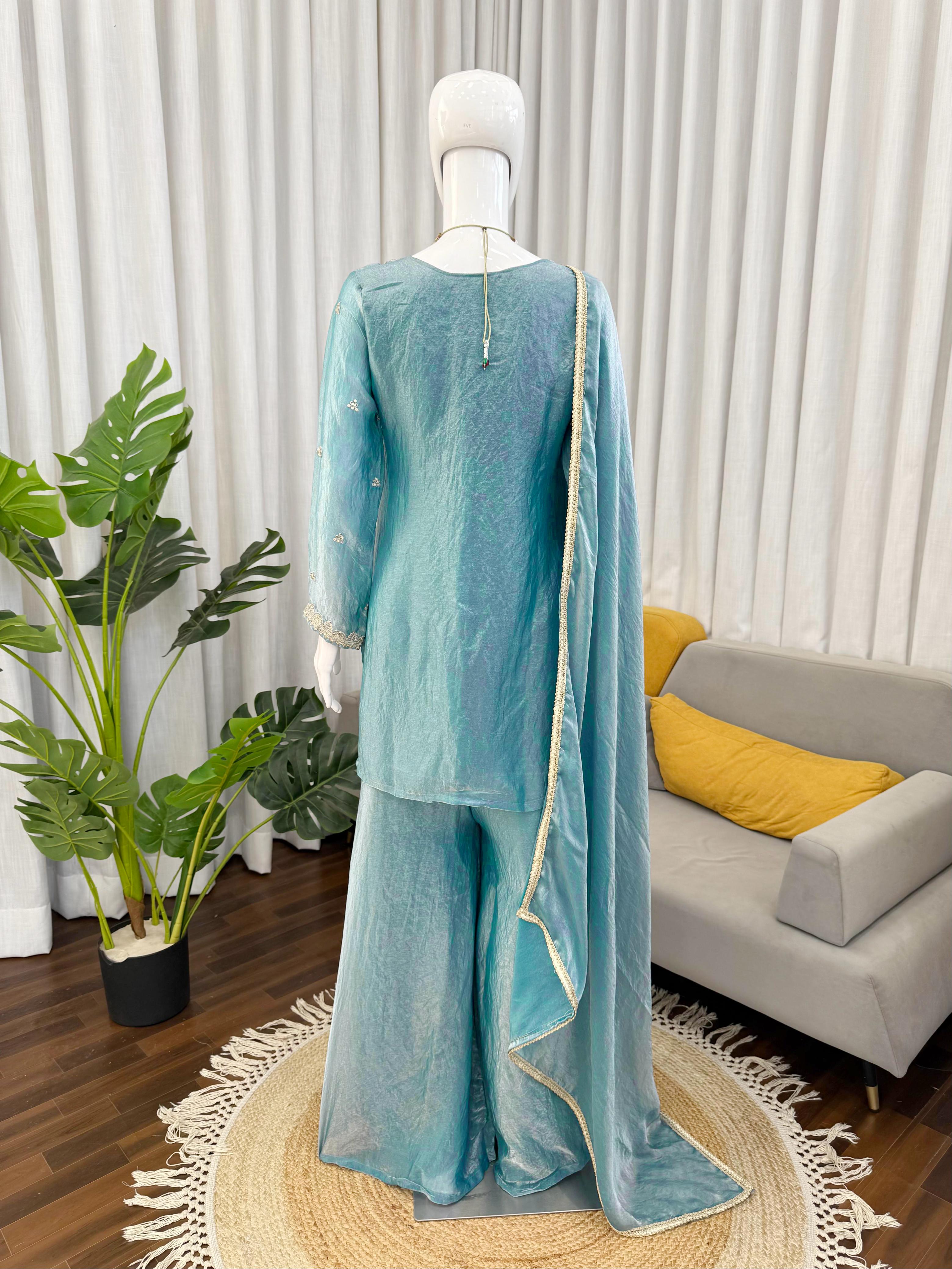 Premium Elegance, One Level Up! Plazzo Top Set