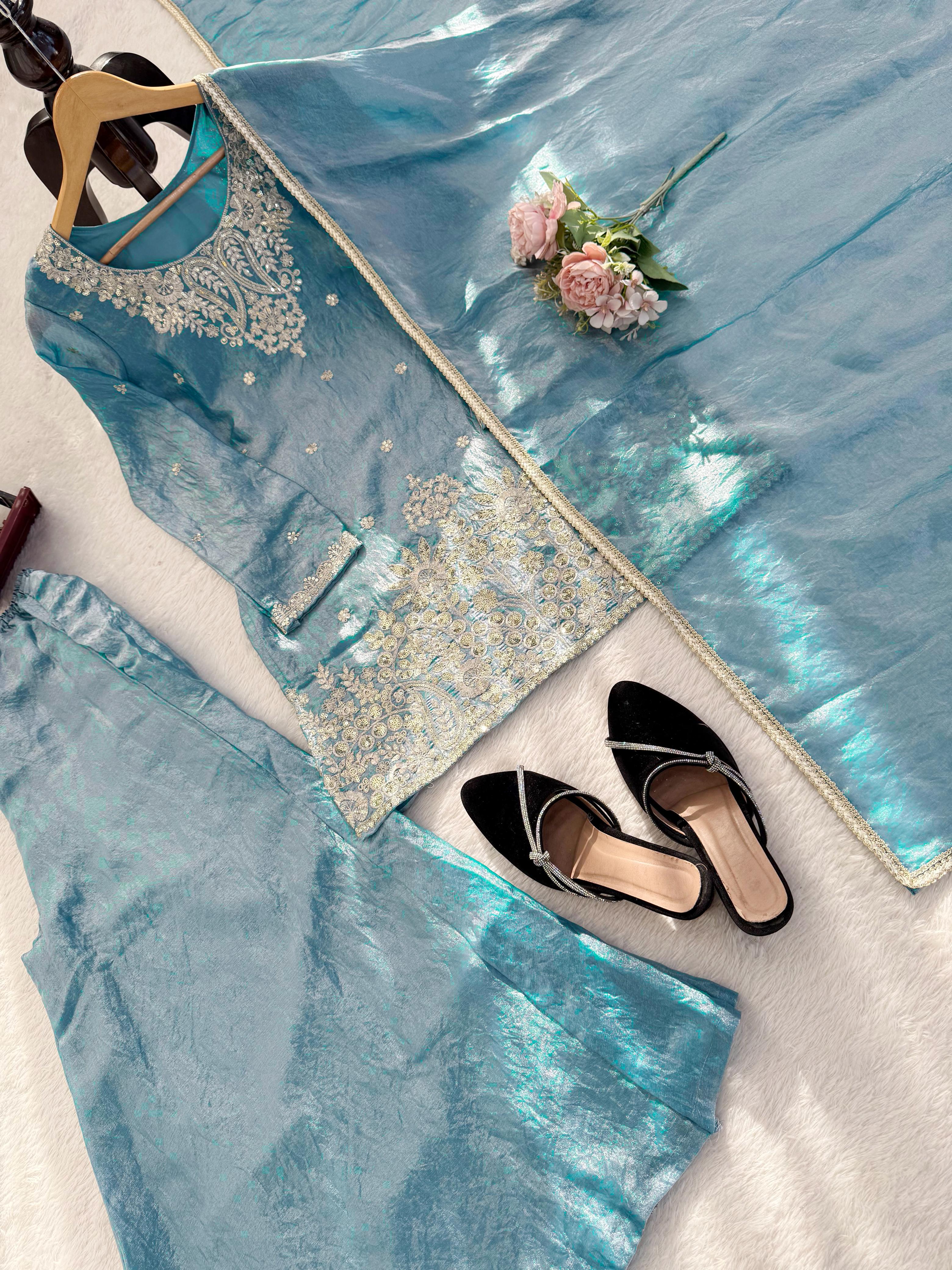 Premium Elegance, One Level Up! Plazzo Top Set