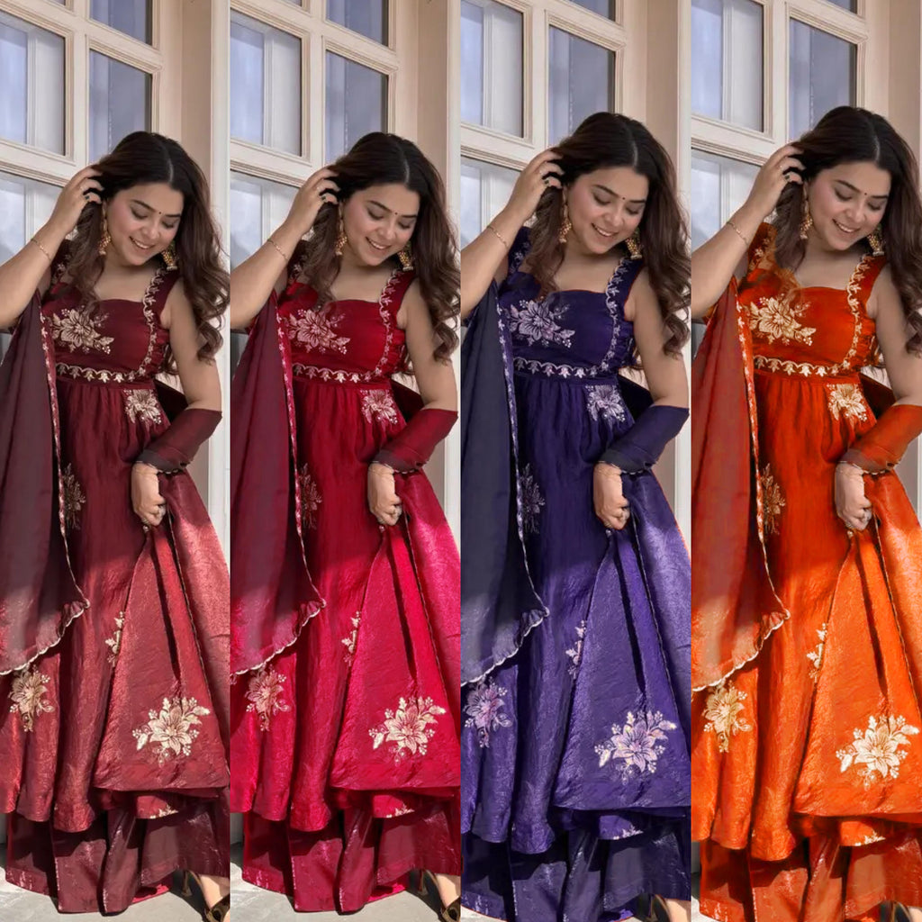 Fancy Fandy Silk Plazzo with Top Set