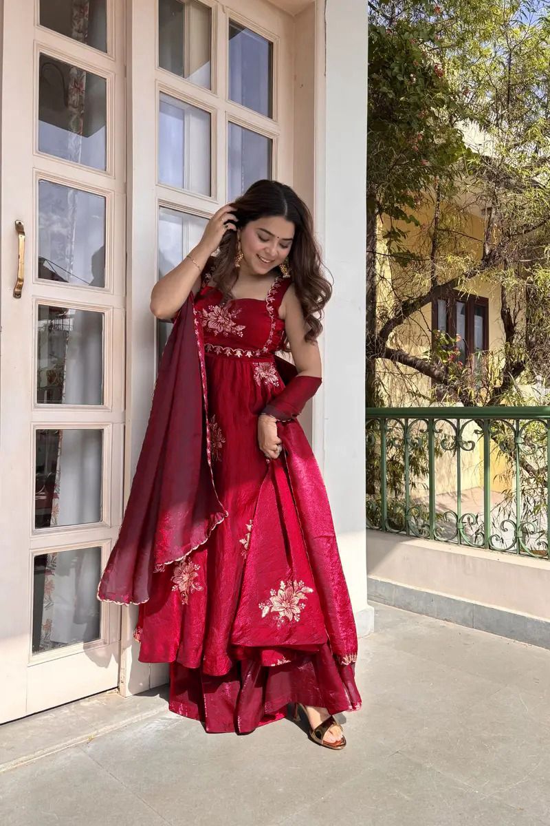 Fancy Fandy Silk Plazzo with Top Set