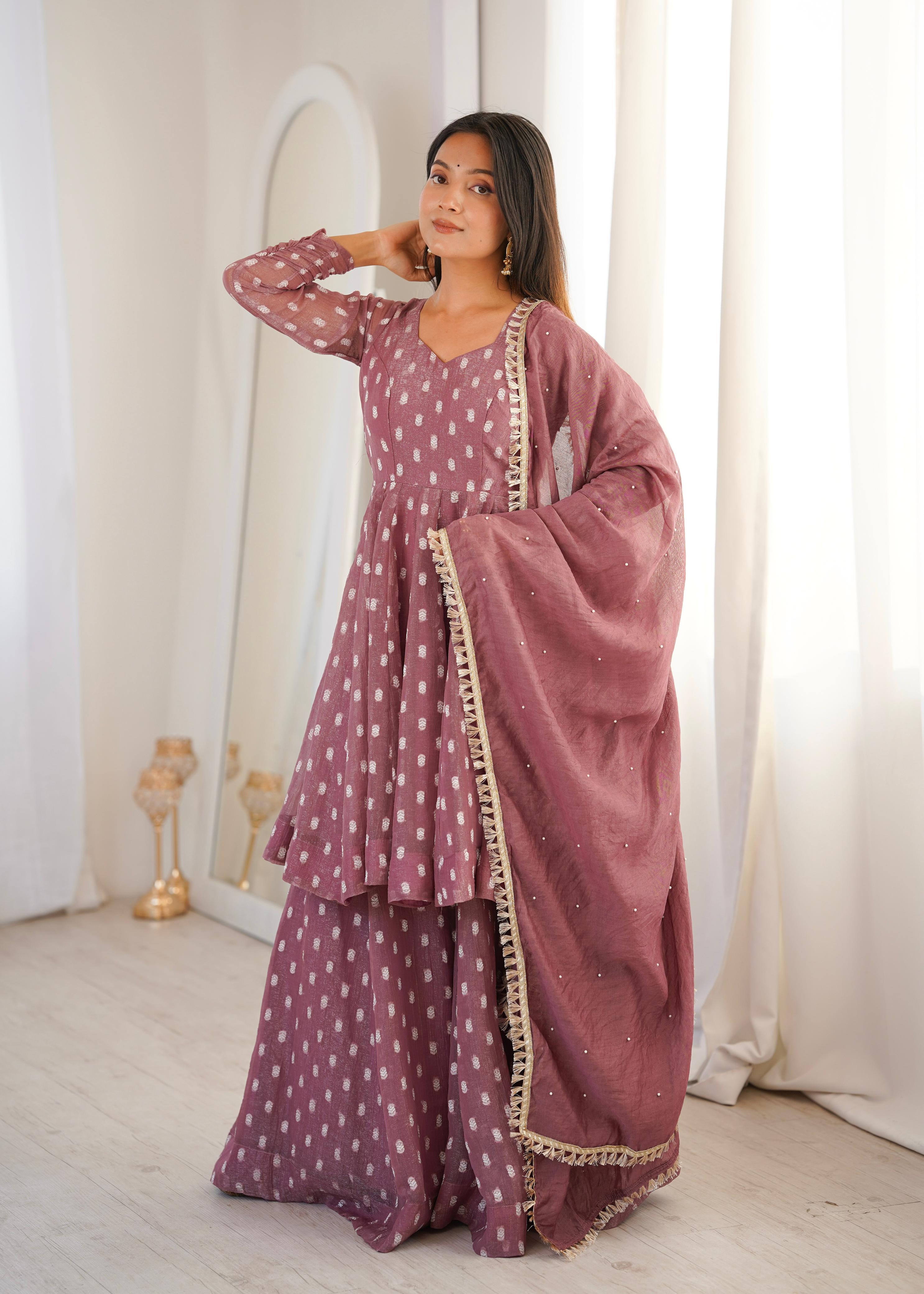 Heavy Crunchy Silk Design Jacquard Butti Kurti