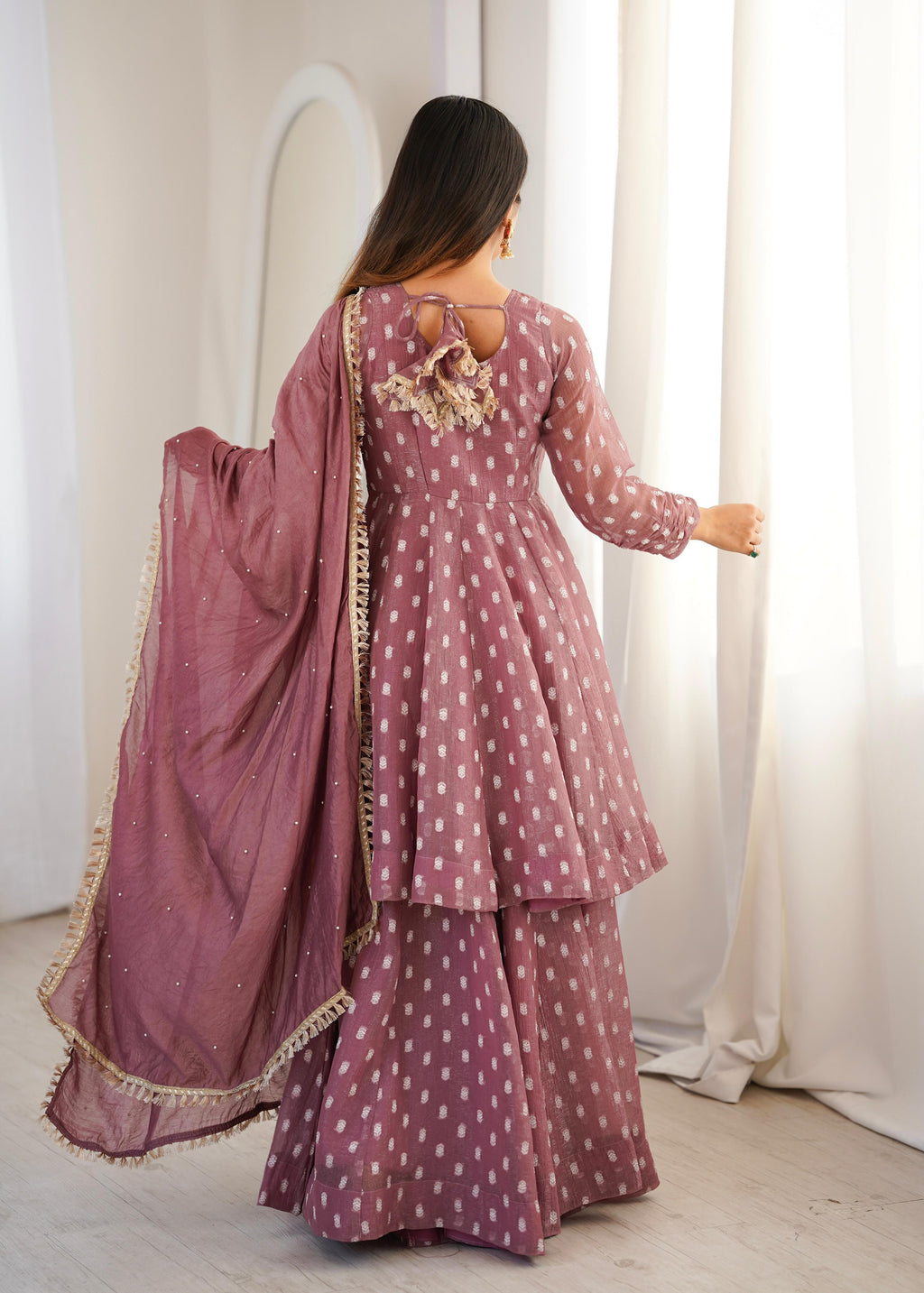 Heavy Crunchy Silk Design Jacquard Butti Kurti