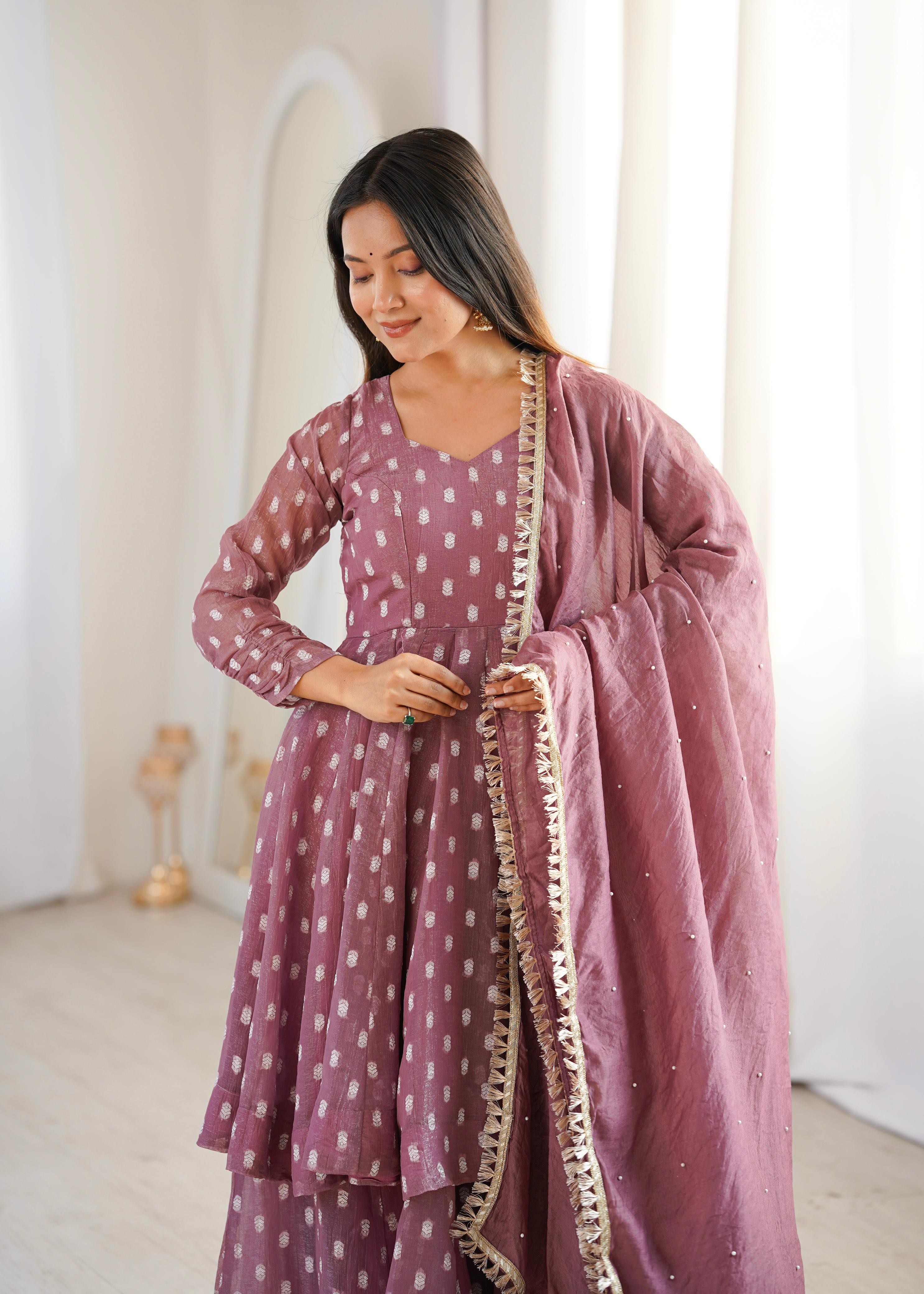Heavy Crunchy Silk Design Jacquard Butti Kurti