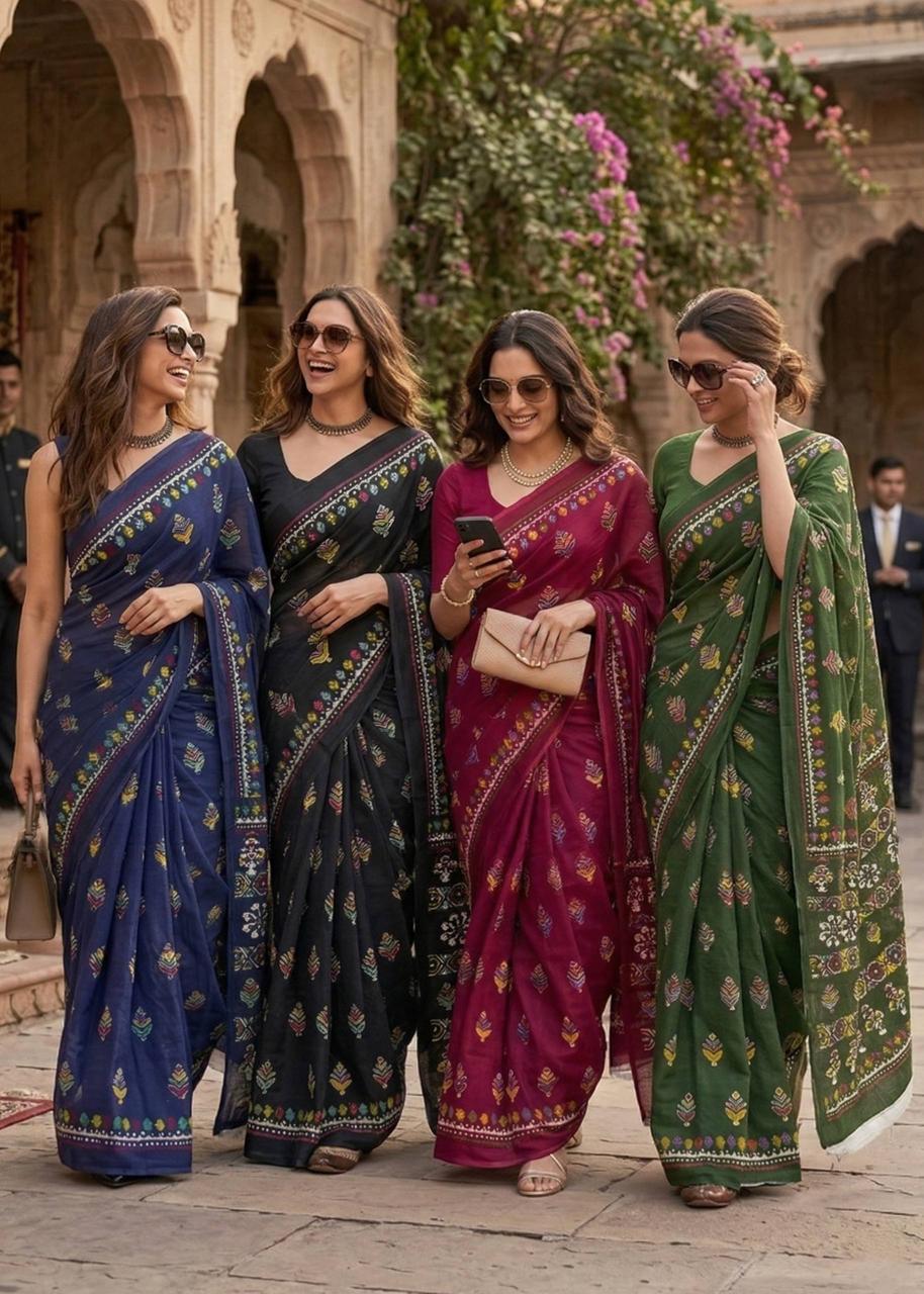 COTTON WARLI HAND BLOCK PRINTED SAREE