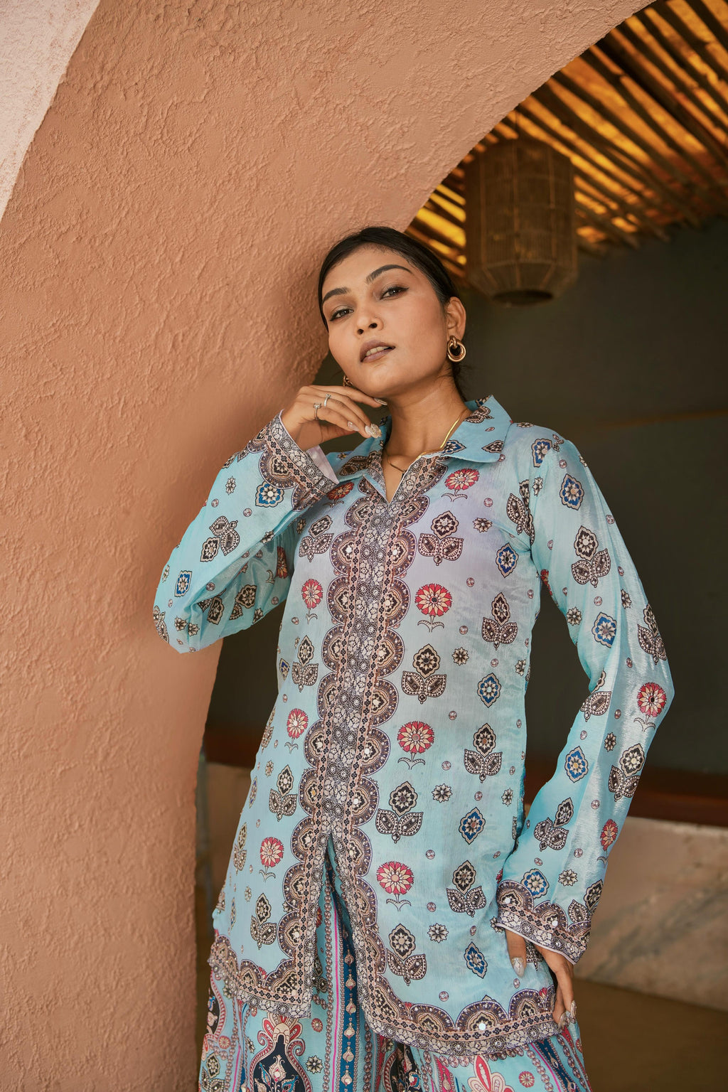 Pure Chinon Silk With Digital Print plazo set