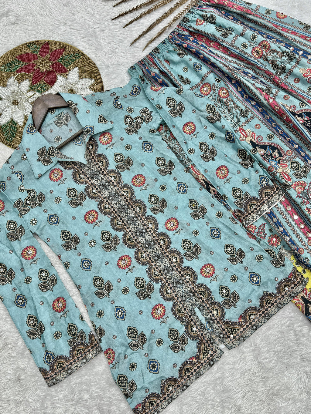 Pure Chinon Silk With Digital Print plazo set
