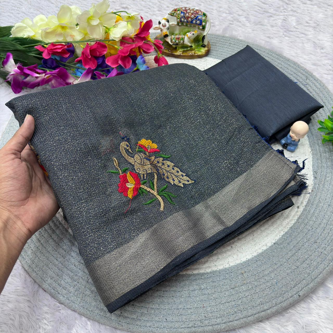 Premium Simmer Crystal Cotton Saree