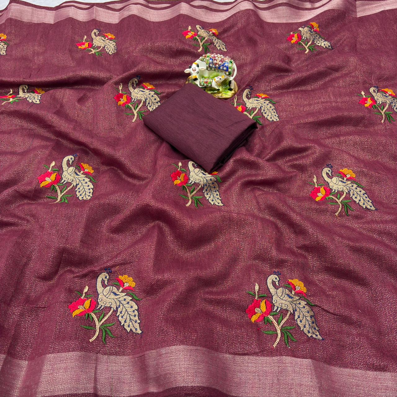 Premium Simmer Crystal Cotton Saree