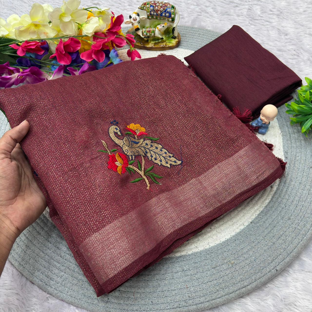 Premium Simmer Crystal Cotton Saree