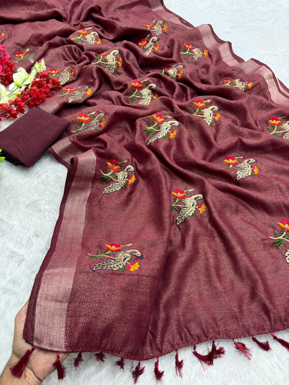 Premium Simmer Crystal Cotton Saree