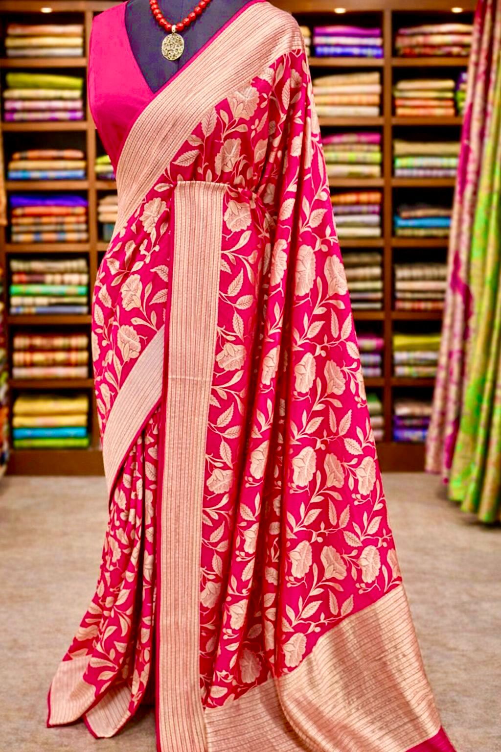 Experience luxury with our crepe Khadi silk weaving saree