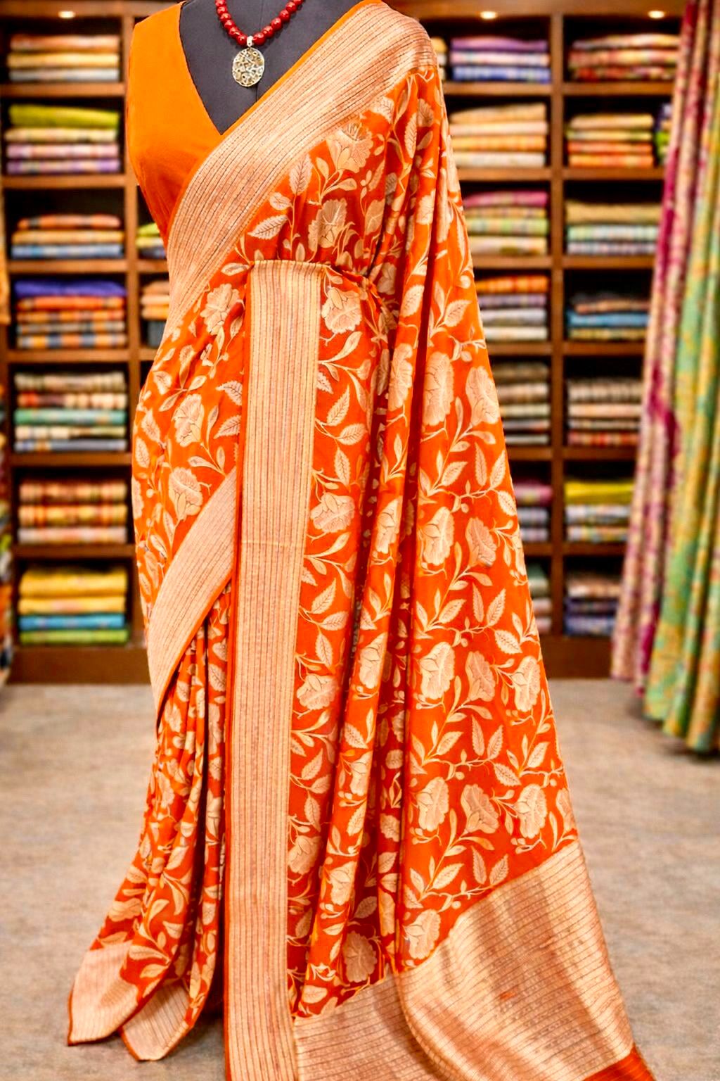 Experience luxury with our crepe Khadi silk weaving saree