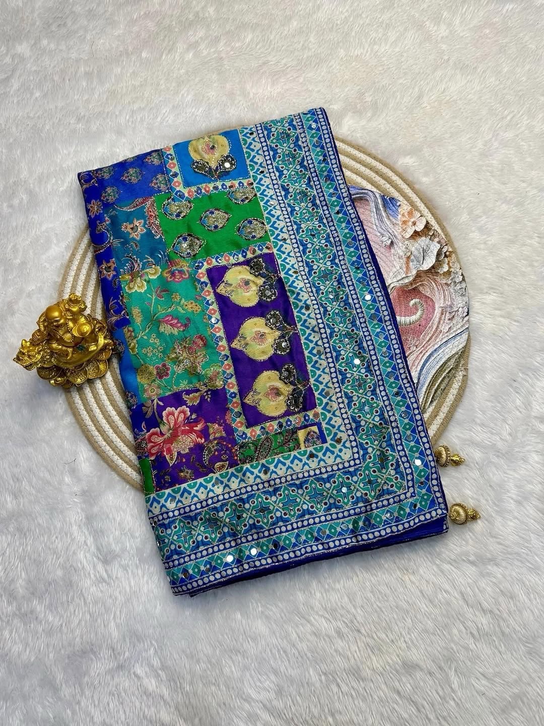 Soft Pure Marshmellow Shiny Chinnon Silk SARI