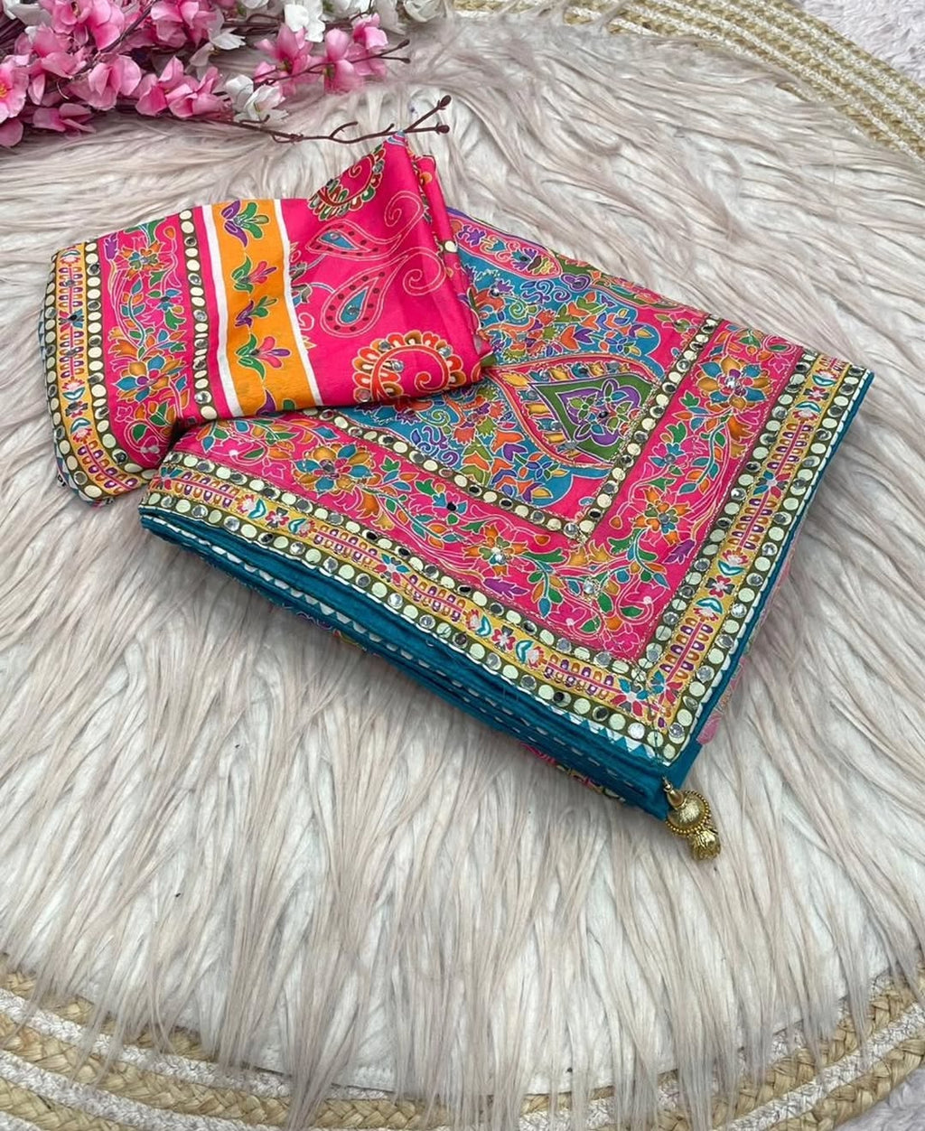 Soft Pure Marshmellow Shiny Chinnon Silk SARI