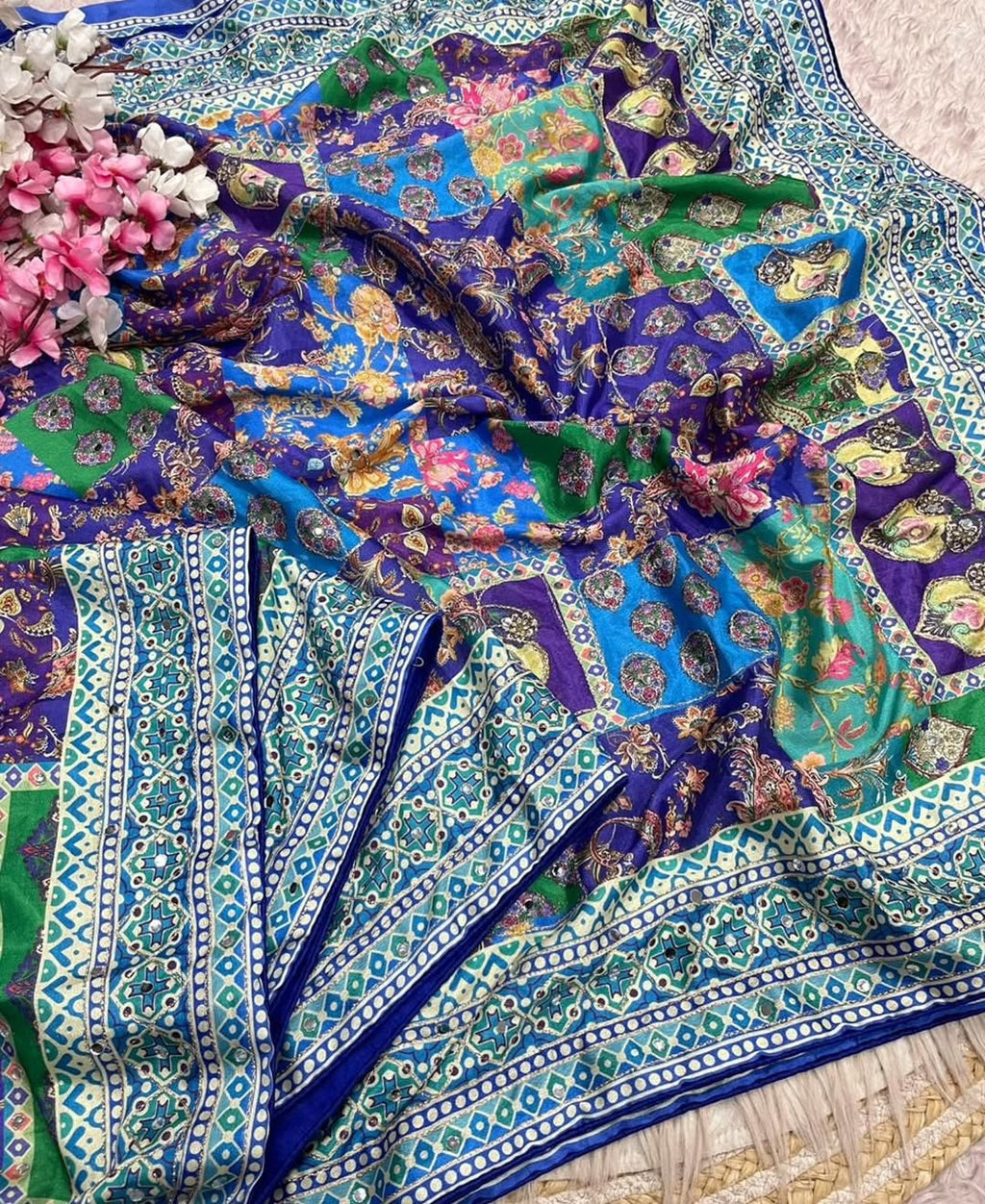 Soft Pure Marshmellow Shiny Chinnon Silk SARI