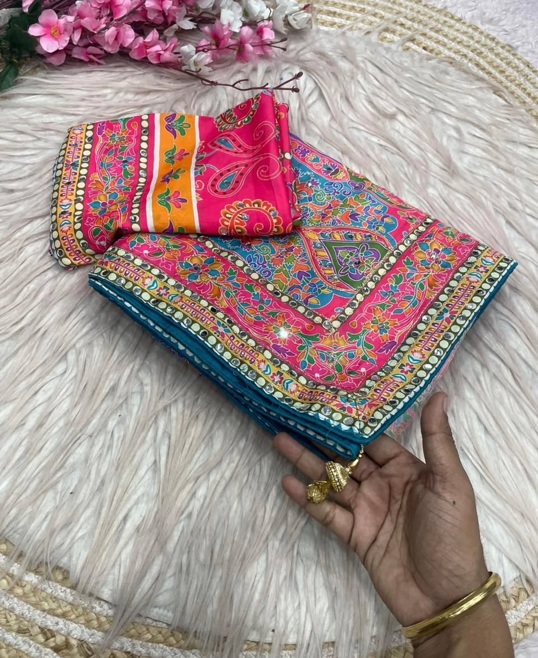 Soft Pure Marshmellow Shiny Chinnon Silk SARI