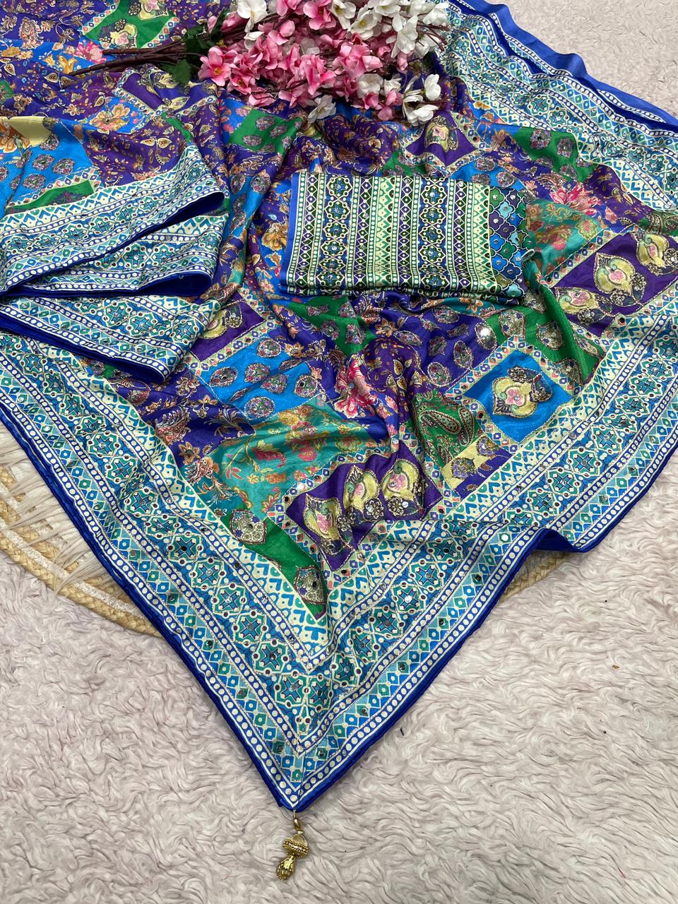 Soft Pure Marshmellow Shiny Chinnon Silk SARI