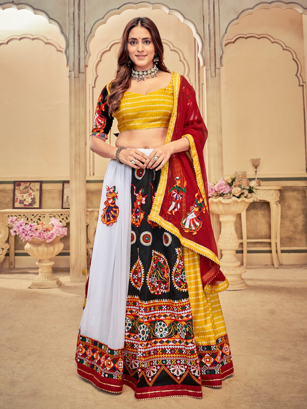 Traditional Kutchi Embroidery With Mirror Work Lehenga