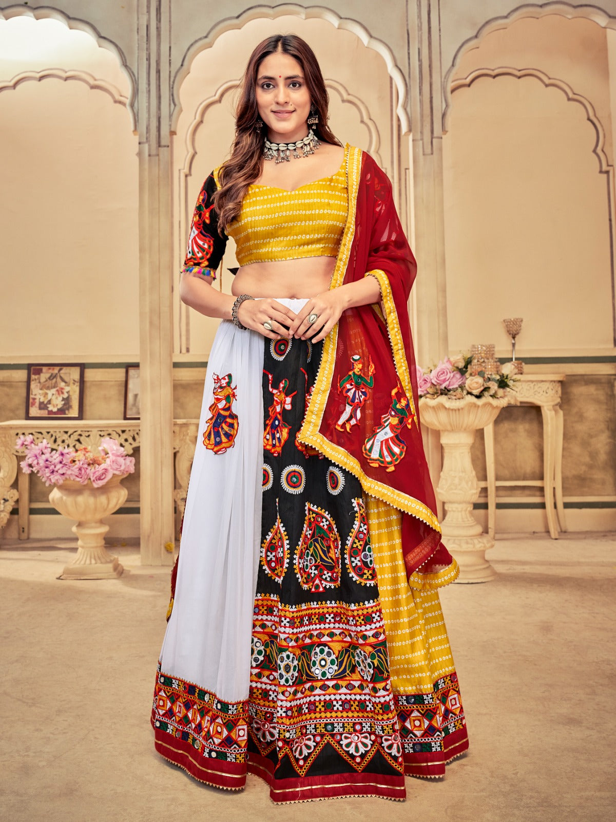 Traditional Kutchi Embroidery With Mirror Work Lehenga