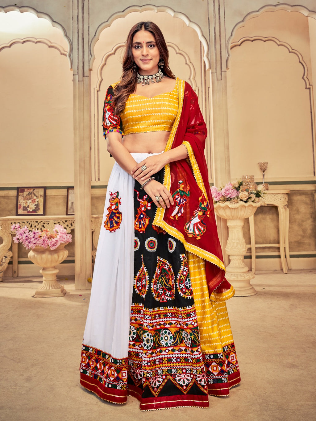 Traditional Kutchi Embroidery With Mirror Work Lehenga