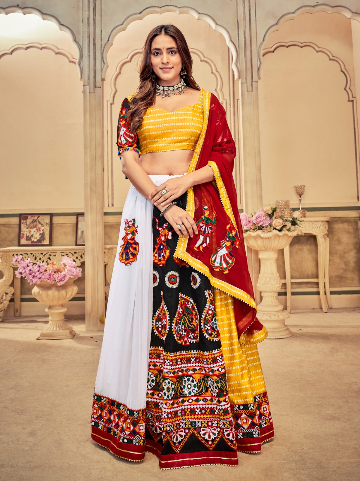 Traditional Kutchi Embroidery With Mirror Work Lehenga