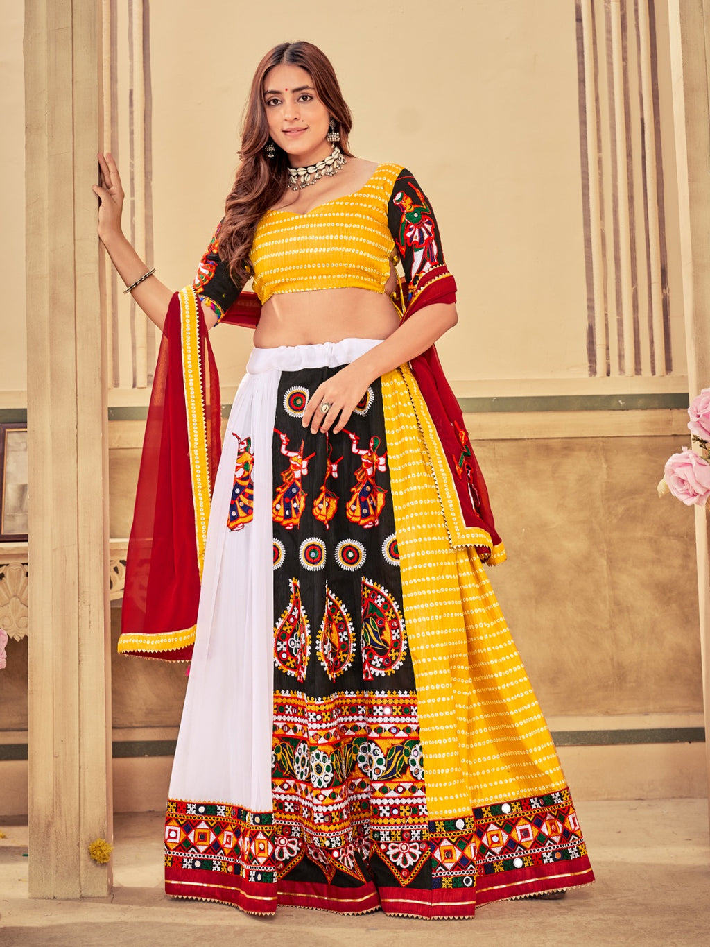 Traditional Kutchi Embroidery With Mirror Work Lehenga