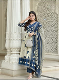 Premium Cotton Sequence Embroidery  Work Anarkali kurti set