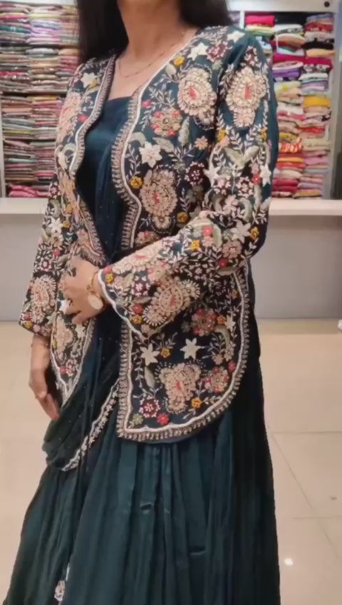 😍Presenting By New Party Wear Designer Gown With Koti And Dupatta😍 (For Size Information See Description)